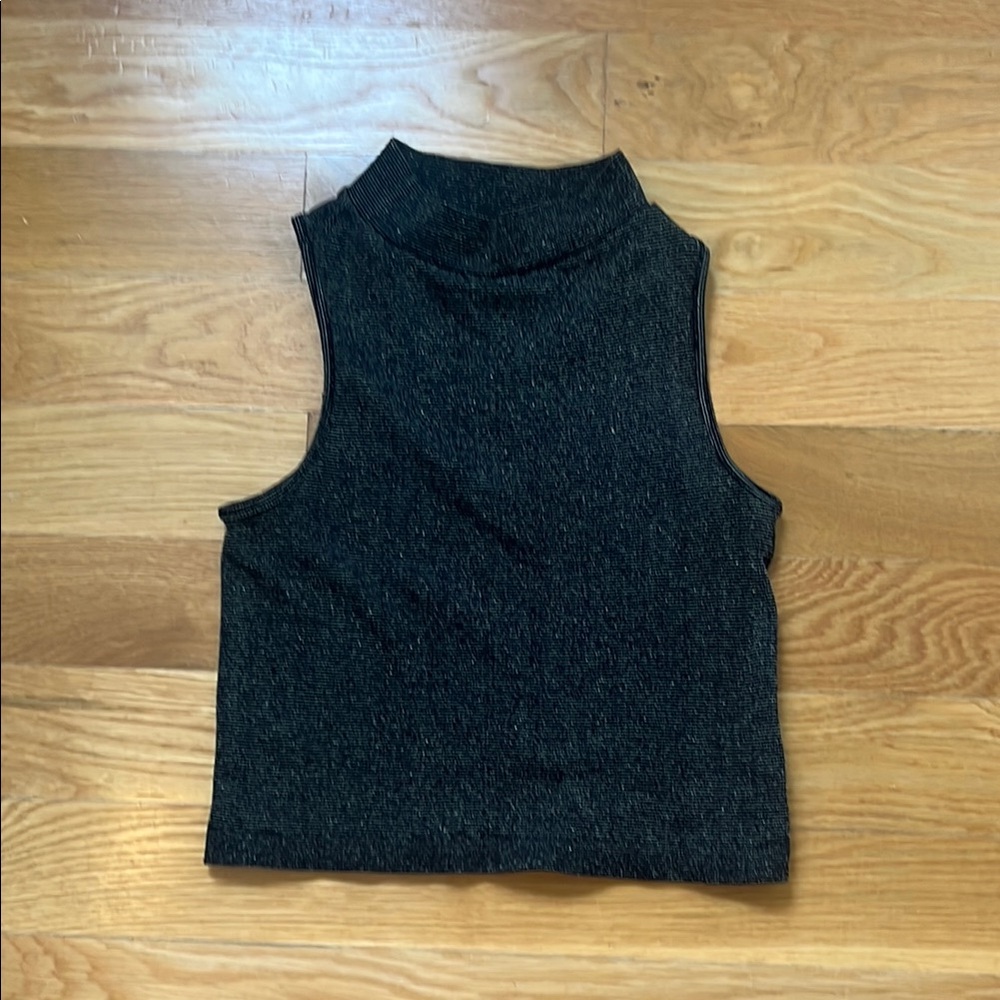 Black Sparkly Sleeveless Mockneck Top